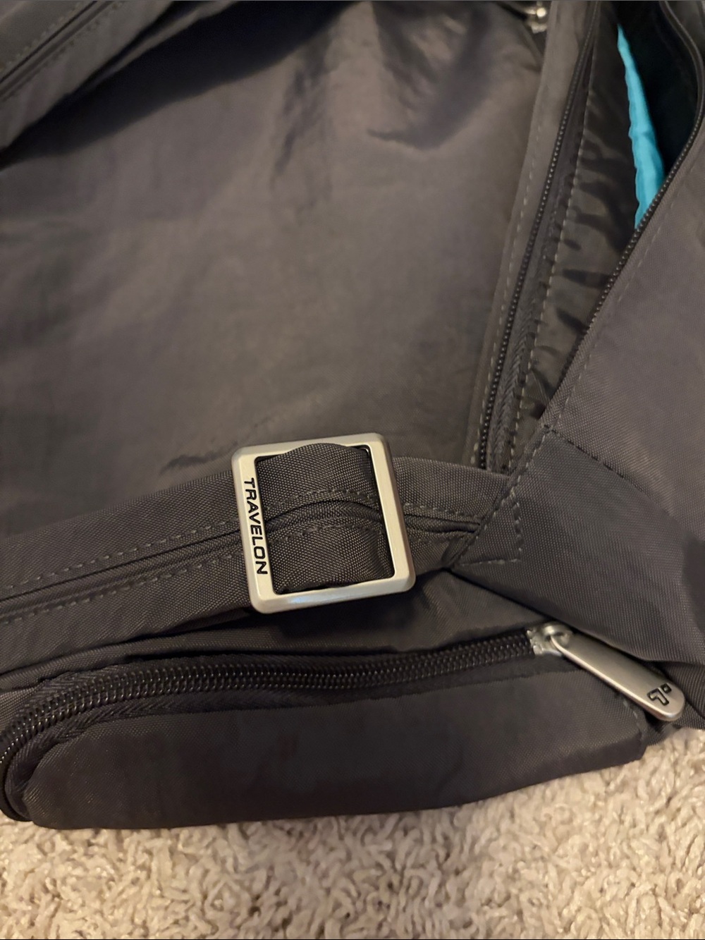 Travelon Quilted Crossbody Shoulder Bag - Gray Anti-Theft - Picture 13 of 15